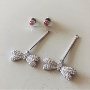 Swarovski Pink Ear Studs & Butterfly Attachement